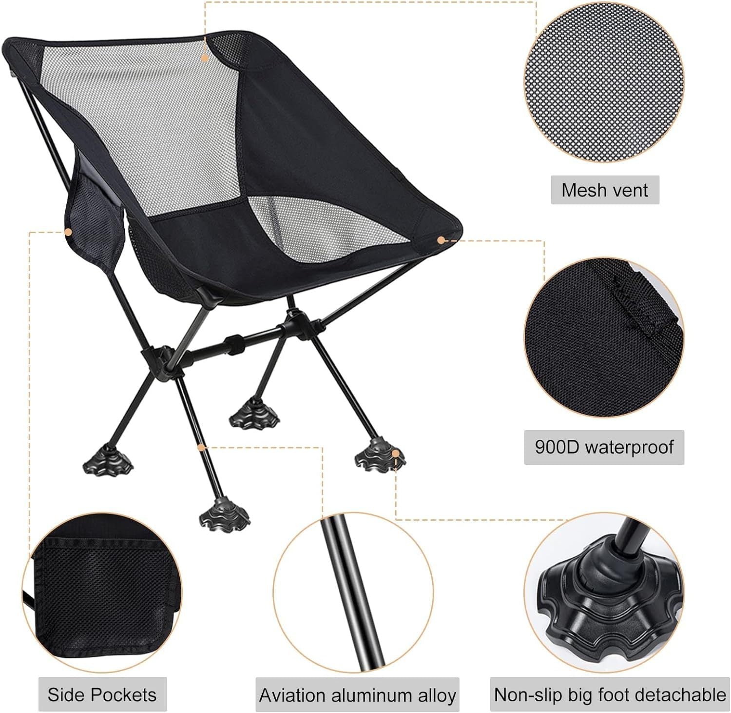 Portable Camping Chair with Anti-Slip Feet & Carry Bag - Prime Season 