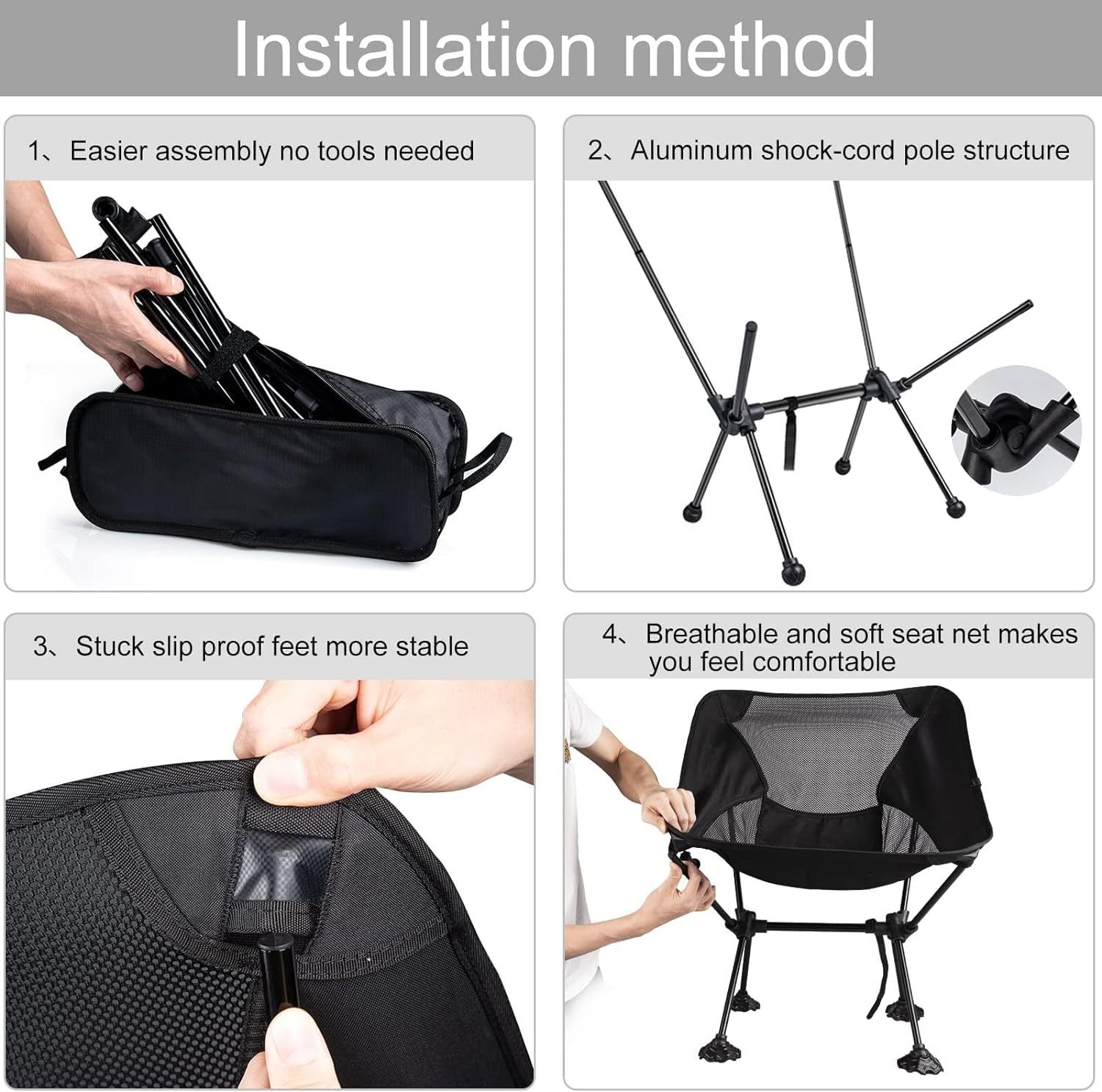 Portable Camping Chair with Anti-Slip Feet & Carry Bag - Prime Season 